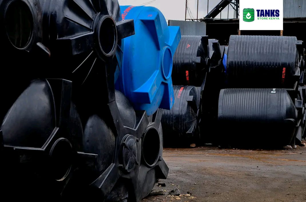 High-quality water storage tanks in manufacturing facility
